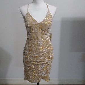 Gold and tan cocktail dress